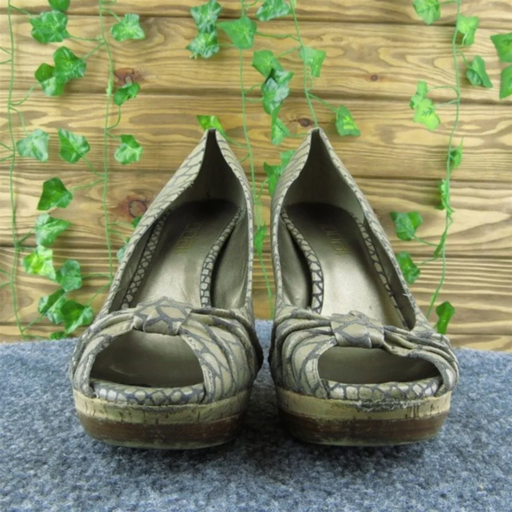 Moda Spana  Women Peep Toe Heel Shoes Size 8 Medium‎ Brown Leather